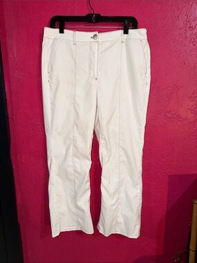 Nicole Miller Cropped White Women's linen/cotton blend Pants Straight Leg. Sz 10